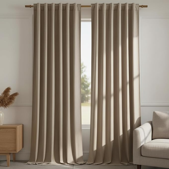 Timeper Taupe Velvet Curtains 108 inches 2 Panels, Light Blocking Curtains by Timeper