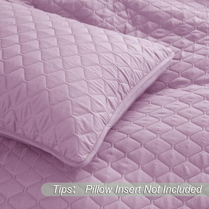 Exclusivo Mezcla Reversible Twin Quilt Bedding Set, Lilac | Lightweight - Image 5