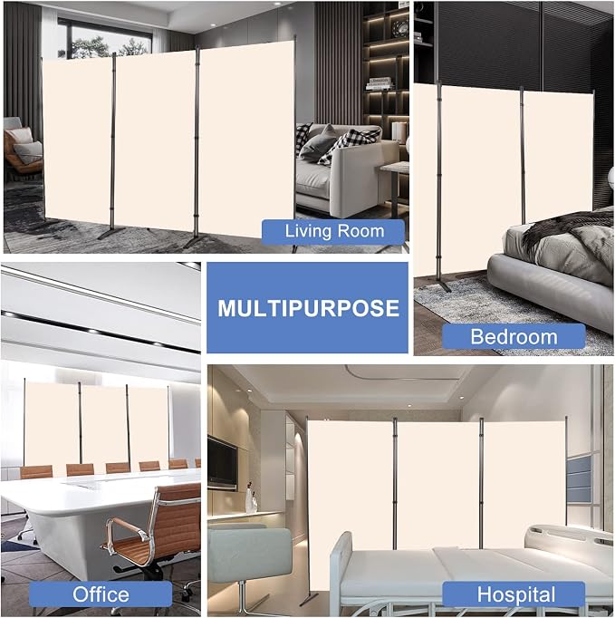 Room Divider 6FT Folding Privacy Screens, 3 Panel Partition Room Dividers | - Image 6