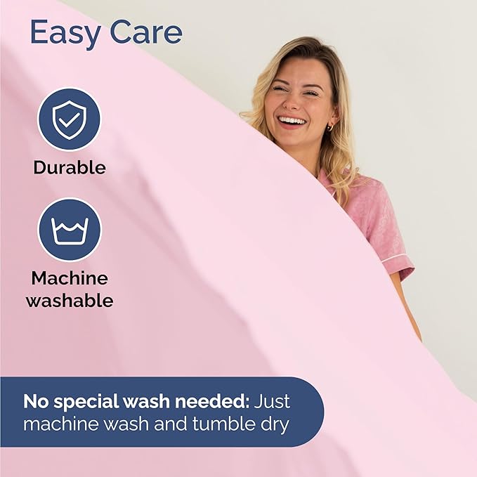 Twin 4 Piece Sheet Set - Cooling, Comfy & Breathable - Hotel Luxury Bedding, Includes Fitted Sheet for Women, Men, Kids & Teens - 1 Flat, 1 Fitted Sheet, 2 Pillowcases with Deep Pockets - Light Pink