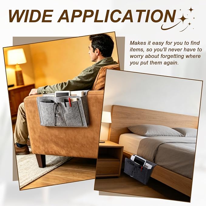 uxcell 4 Pockets Bedside Caddy, Bed Hanging Storage Bag Holder - Image 6
