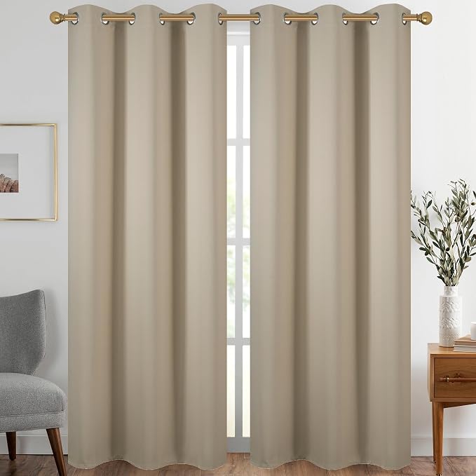 Diraysid Beige Grommet Blackout Curtains by Diraysid%2C+refresh+your+life