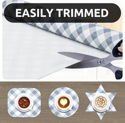 RAY STAR 18X96 Inch Shelf Liner for Kitchen Cabinets, Non-Adhesive Cabinet Liner Washable, PVC Drawer Liner for Dresser Non-Slip Bathroom (Plaid)(5 Roll)