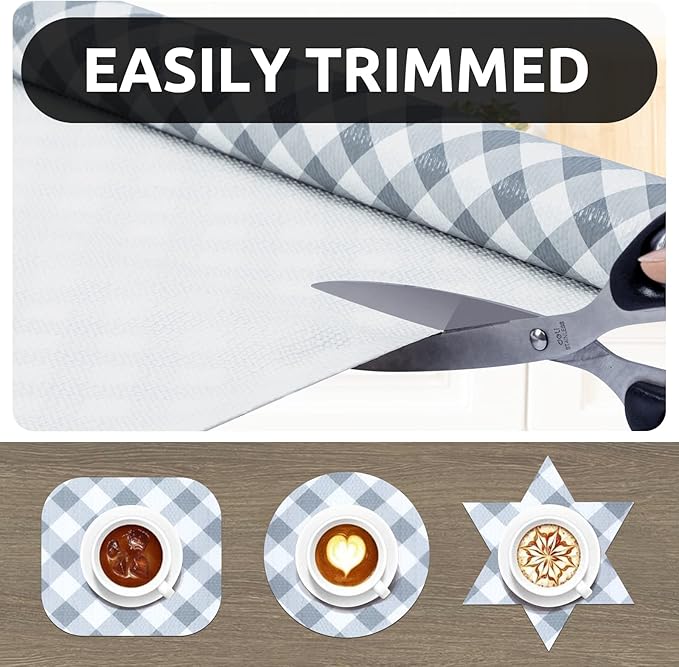 RAY STAR 18X96 Inch Shelf Liner for Kitchen Cabinets, Non-Adhesive Cabinet Liner Washable, PVC Drawer Liner for Dresser Non-Slip Bathroom (Plaid)(1 Roll)