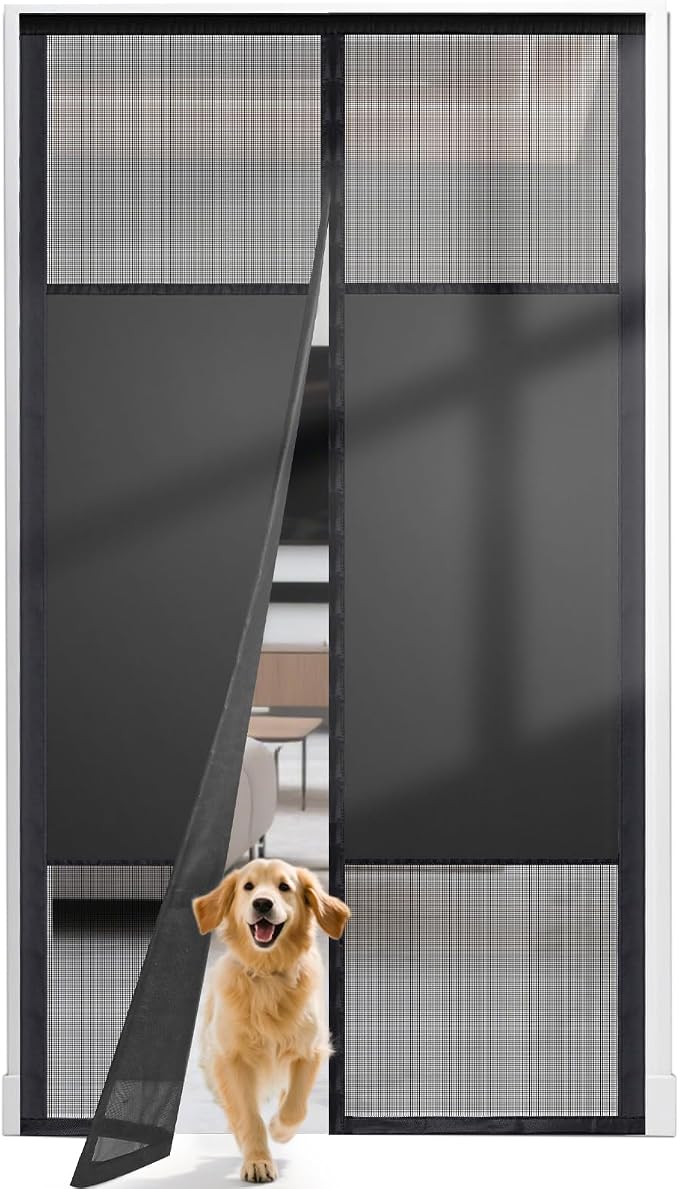 Magnetic Screen Door with Privacy Protection, PET Mesh Screen Fit by Fillis
