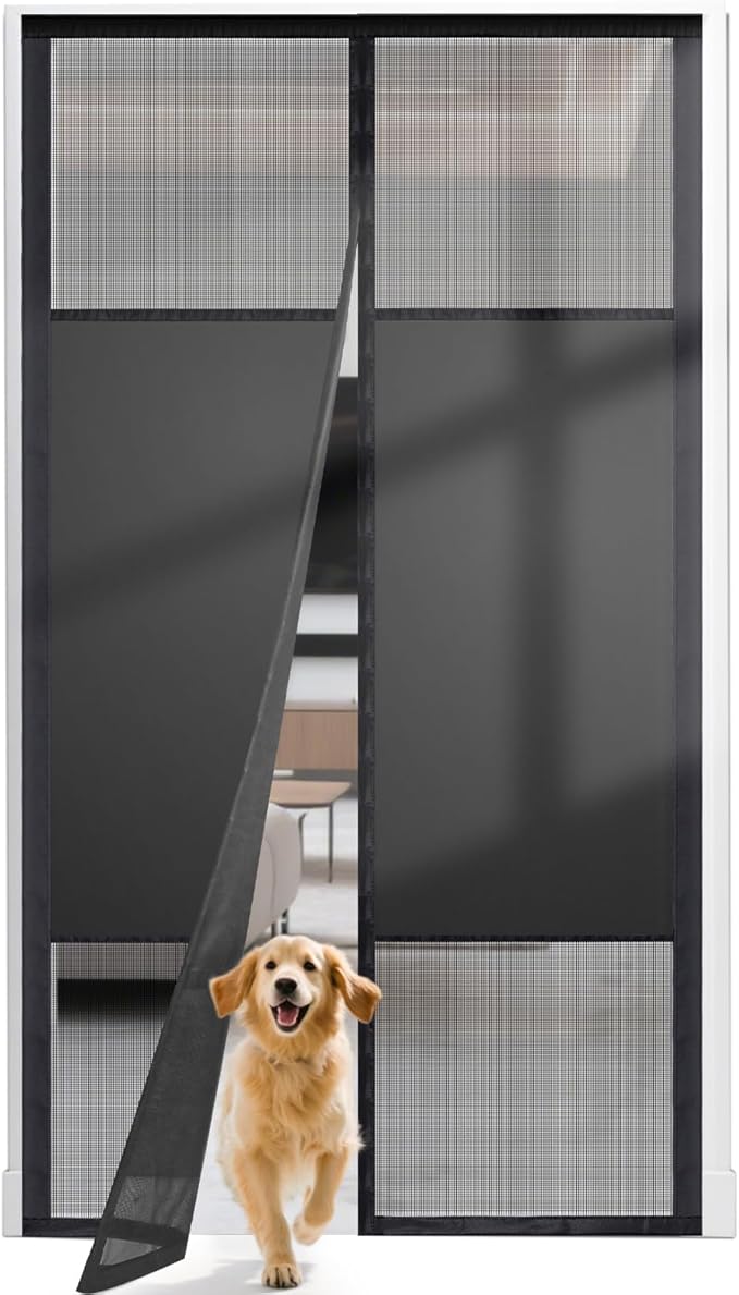 Magnetic Screen Door with Privacy Protection, PET Mesh Screen Fit by Fillis