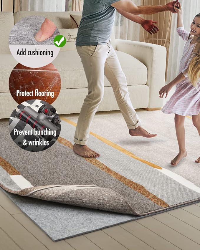 Resare Non Slip Rug Pad Gripper - 2.6x18 Feet 1/8" Extra Thick Felt Under Rug for Runner Rugs and Hardwood Floors,Super Cushioned Non Skid Carpet Padding