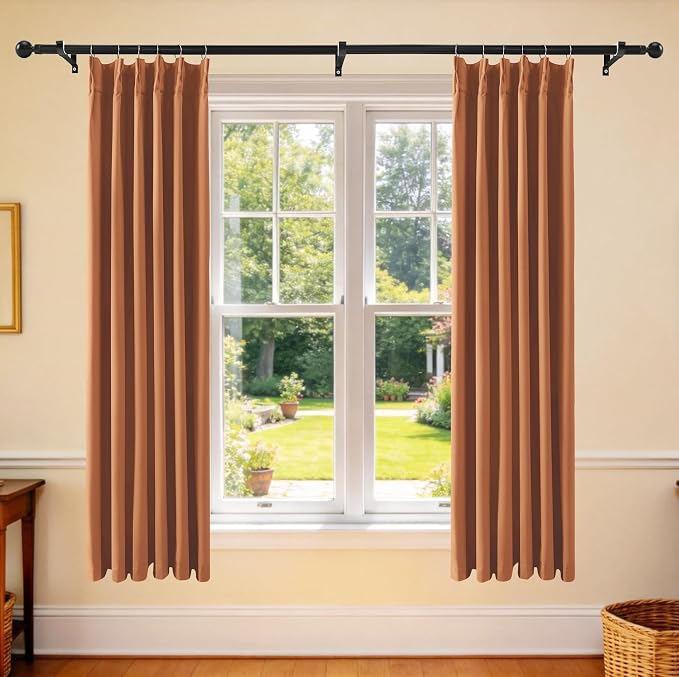 Etherealveil Terracotta Pinch Pleated Blackout Curtains 2 Panels 40"x63" | Back - Image 2