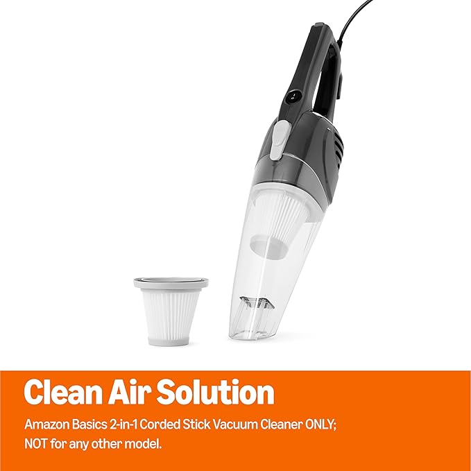 Amazon Basics Washable Replacement Filters 2-in-1 Corded Stick Vacuum Cleaner ONLY (not for Other Models), Pack of 4, White