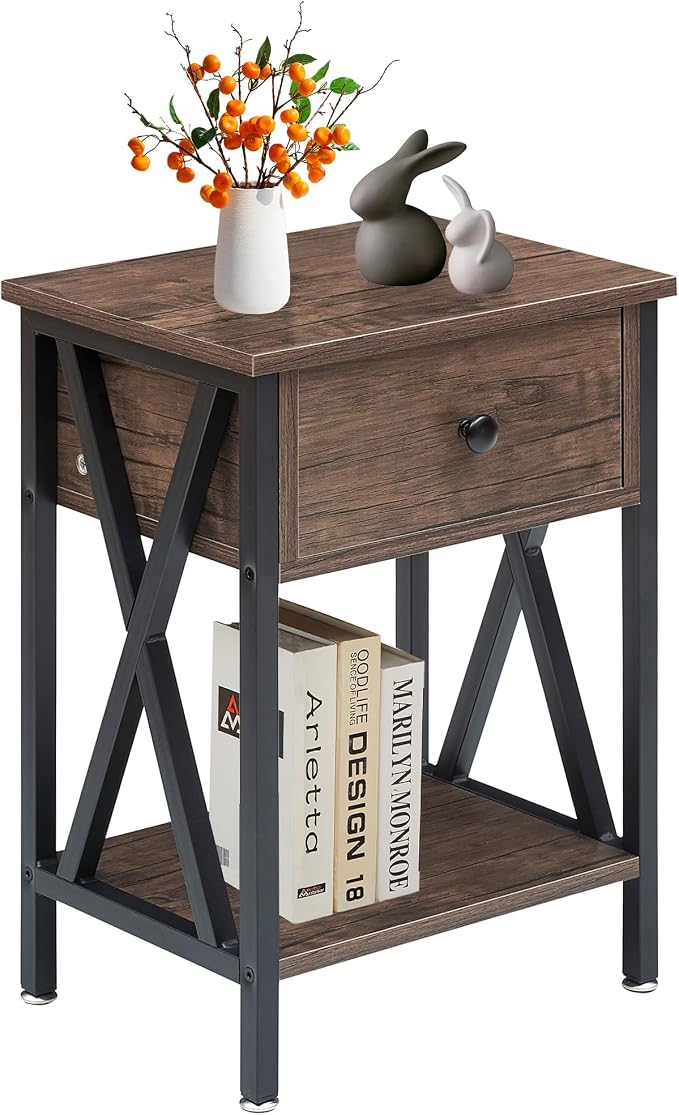 VECELO Nightstand, Modern Bedside End Table, Night Stand by VECELO