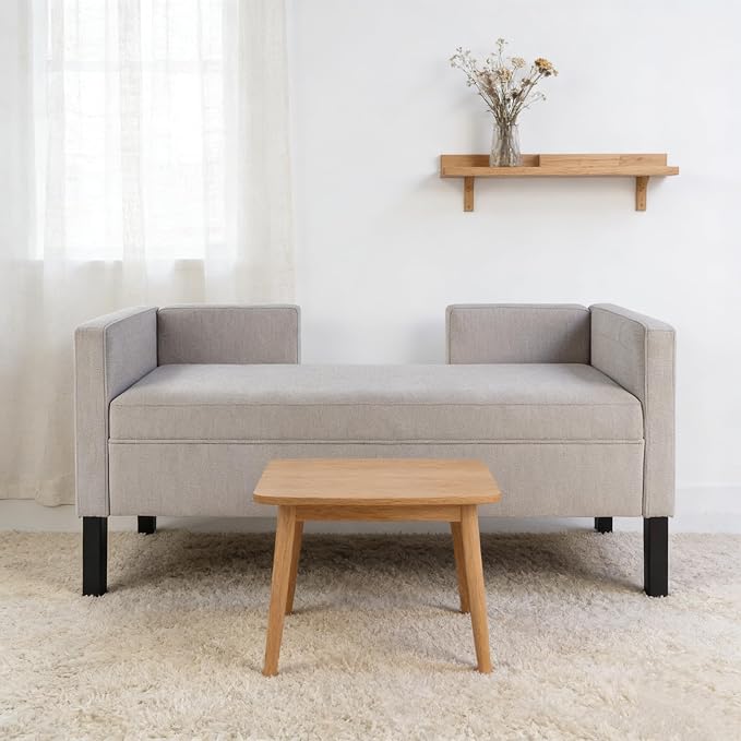 50" Ottoman with 2 Bolster Pillows & Wood Legs, Upholstered End of Bed Daybed - Image 8