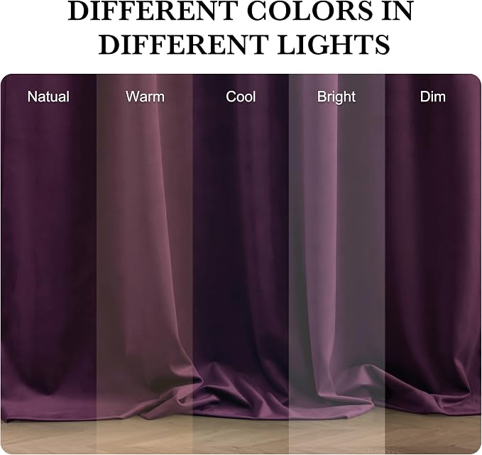RYB HOME Eggplant Purple Velvet Curtains 84 inches - Image 6