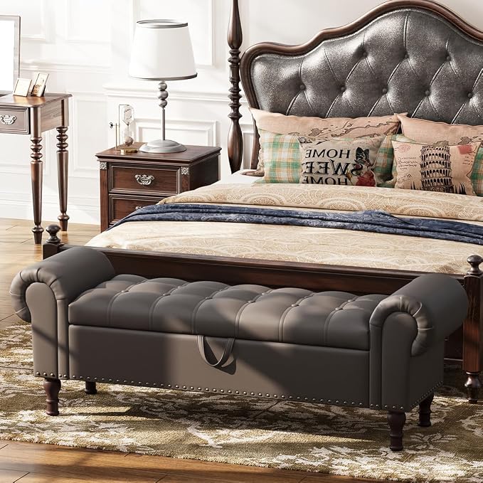 Apicizon 60" Bench with Storage, Upholstered Tufted Button Bedroom Bench with by APICIZON