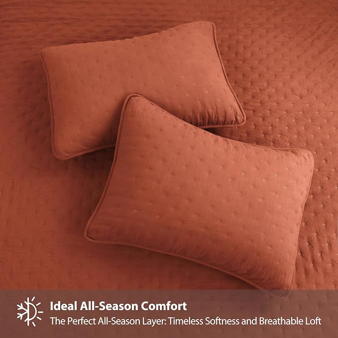 ROARINGWILD Burnt Orange Quilt Sets Queen Size - Image 4