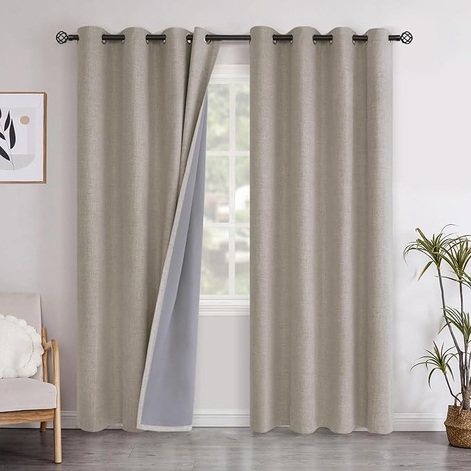 YoungsTex Linen Blackout Curtains 80 Inch Length by YoungsTex