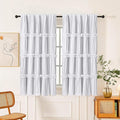 Thermal Insulated Window Curtains 42" W x 63" L | White Boho Ruched Blackout by Homechoice+Decor