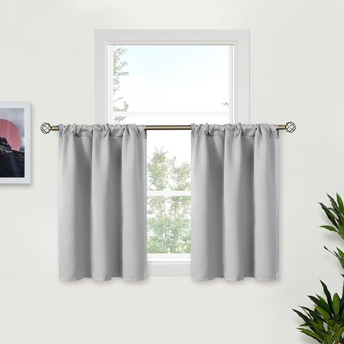 BGment Light Grey Cafe Curtains 36 Inch Length Rod Pocket 2 Panels | Small by BGment