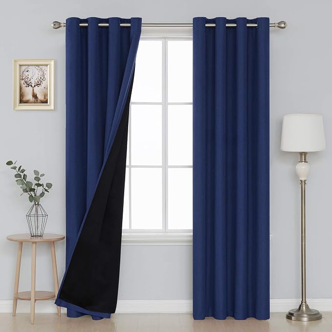 Deconovo Faux Linen Total Blackout Curtains Grommet Noise Reducing Panels by Unknown