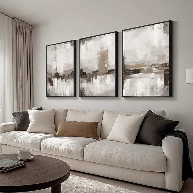 Large Framed Neutral Abstract Wall Art - Image 2