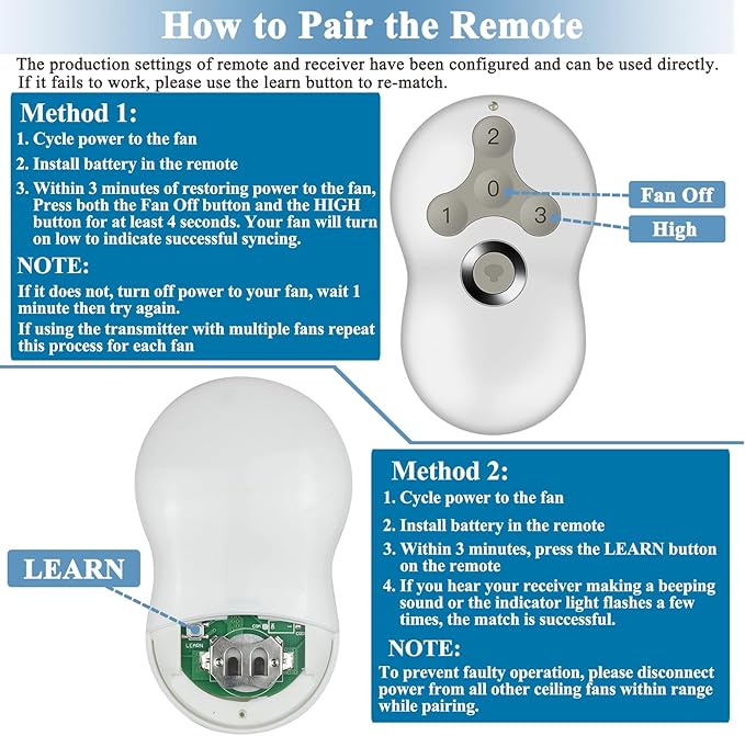 Universal Ceiling Fan Remote Control Kit, Replacement for Hampton Bay, Hunter, Harbor Breeze, 3 Speed with Light Dimmer, 434MHz, with Wall Mount