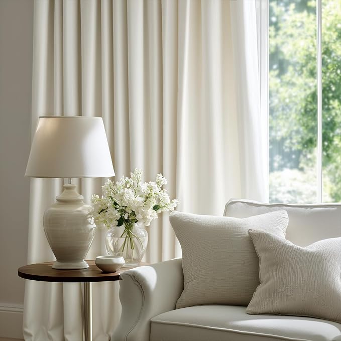 120 Inch Long Ivory Velvet Curtains Luxury Minimalist Pinch Pleated Light - Image 5