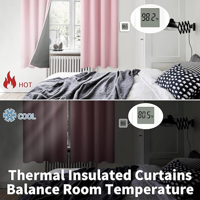 BGment Baby Pink 100% Blackout Curtains - Image 4