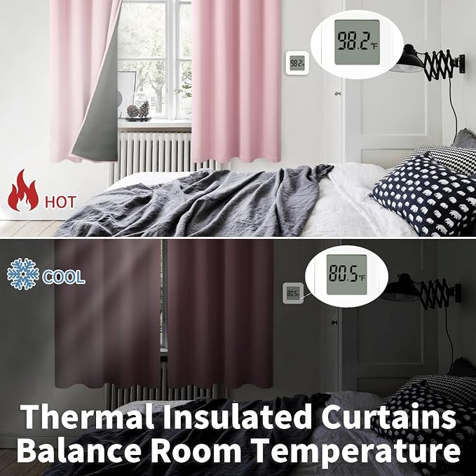 BGment Baby Pink 100% Blackout Curtains - Image 4