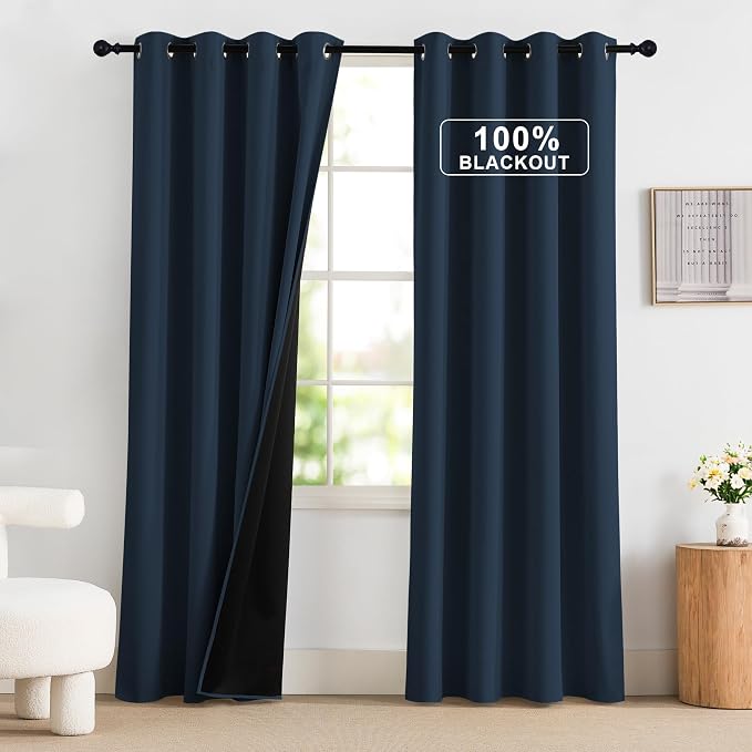 NICETOWN 100% Blackout Curtains 84 Inch Length 2 Panels Set, Thermal Insulated by NICETOWN