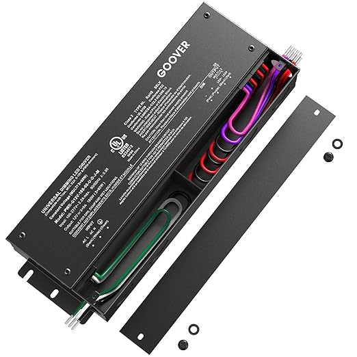 GOOVER 180W Dimmable LED Driver,12V 5-in-1 Dimmable Power Supply,3-Channels AC to DC Transformer for LED Light, Compatible with Most Dimmer, Waterproof IP67 and UL Listed, Class 2