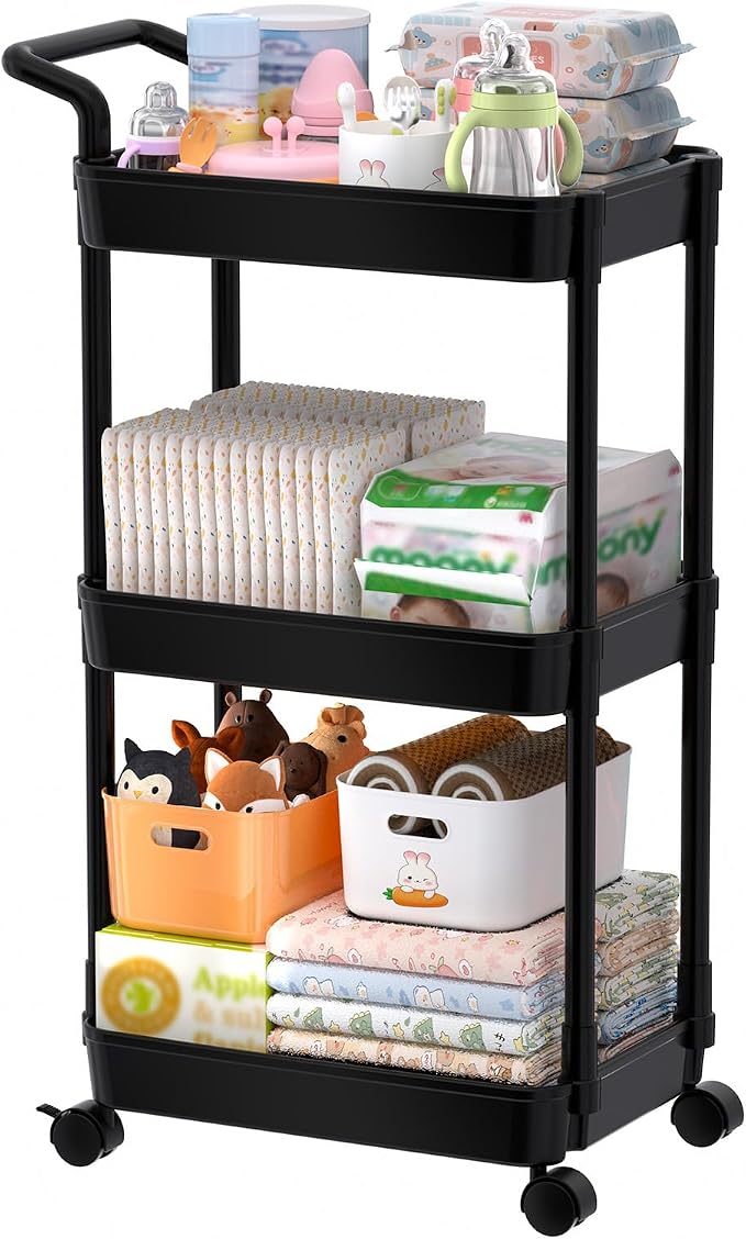 Volnamal Diaper Caddy, 3 Tier Rolling Cart by Volnamal