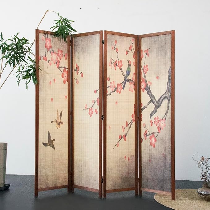 4 Panel Bamboo Room Divider for Room Separation, 5.6 ft Tall Double-Sided - Image 3