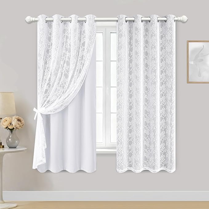 Yinhua Blackout Curtains for Bedroom Double Layer Grey Curtains for Living Room by yinhua