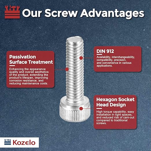 Kozelo 30pcs Socket Head Cap Screws - [M5-0.8 x 18mm] 304 Stainless Steel Allen Socket Drive for Electrical Motor 3D Printing Fan Engine Replacement Use, Silver