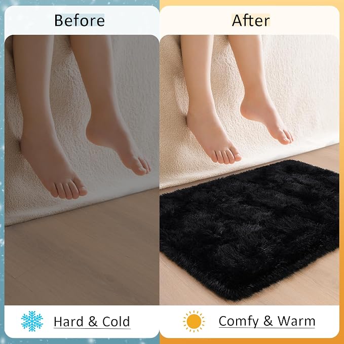 HOMORE Small Rugs for Bedroom 2x3 Feet Black Rug for Bedside Living Room | Soft - Image 3