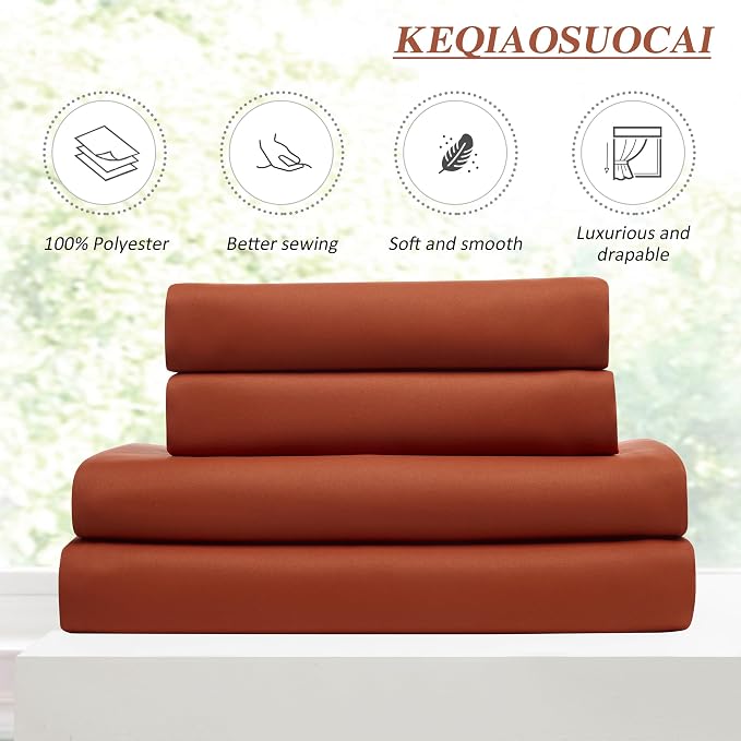 Burnt Orange Window Curtains 72 Inches Long, Fall Block Out Room Darkening - Image 5