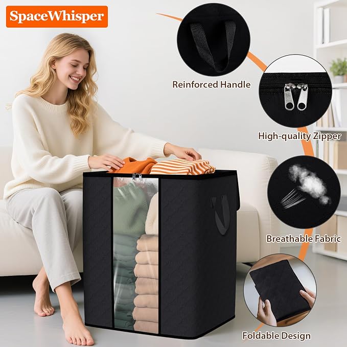 SpaceWhisper 3 Pack 100L Clothes Storage, Foldable Storage Bags, - Image 3