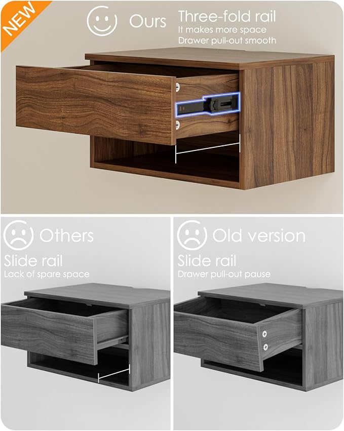 Modern Walnut Floating Nightstand - Image 5