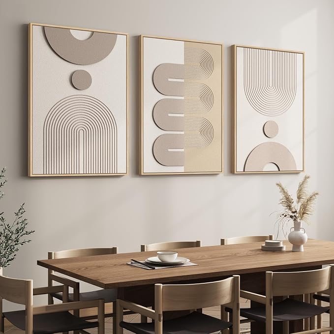 Large 3D Textured Framed Neutral Abstract Wall Art - Image 3