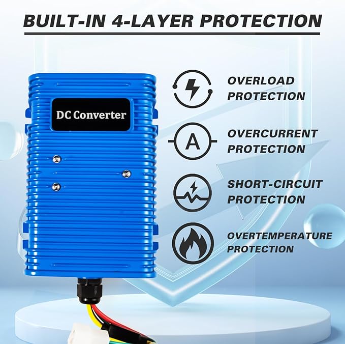 Shu-Ran Golf Cart Voltage Reducer Voltage Converter 36V or 48V to 12V, 30 Amp 350 Watts Regulator DC Power Reducer for EZGO Club Car Yamaha