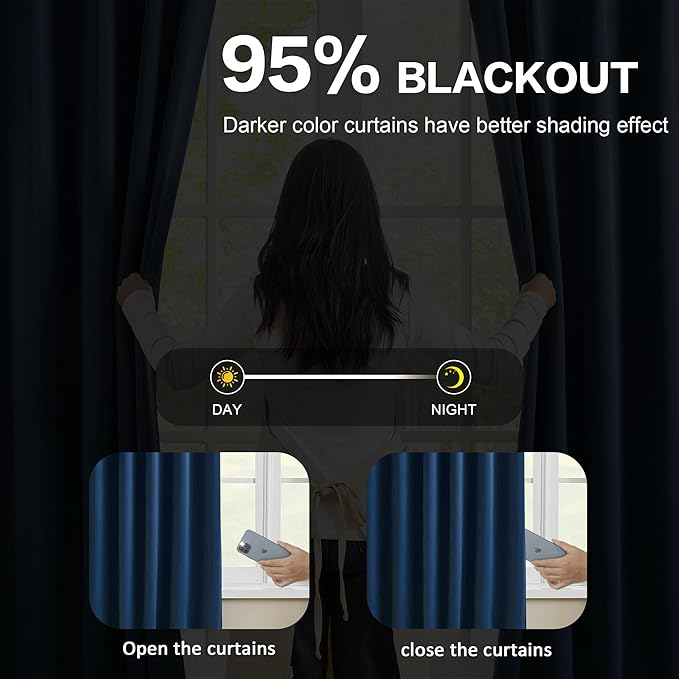 Pinch Pleated Curtains 120 Inches Long 10 FT Tall 2 Panels Set, Thermal - Image 3