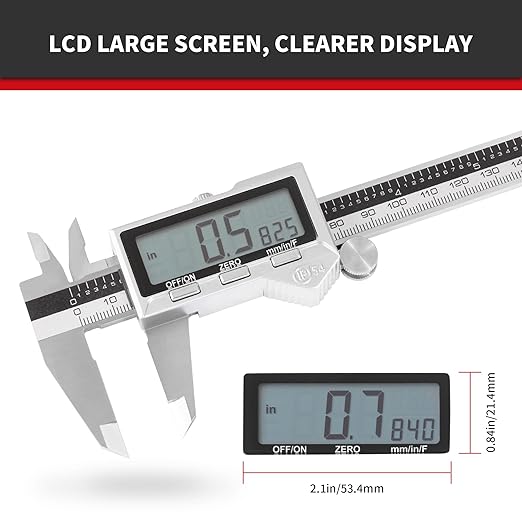 Unipec 12 Inch Digital Caliper, 150mm Calipers Measuring Tool with Stainless Steel, IP54 Splash Proof Protection Design