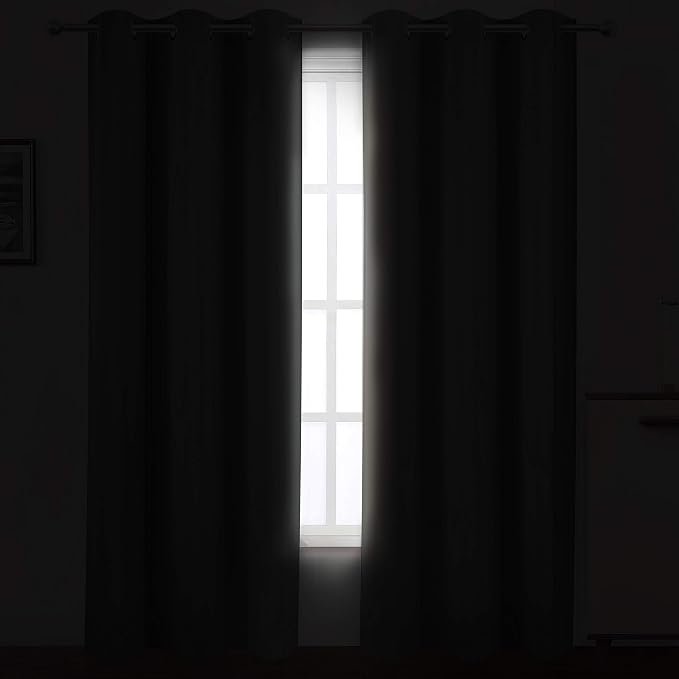 Grey Thermal Blackout Curtains/38 x 84 Inch/Set of 2 Panels Room Darkening - Image 3