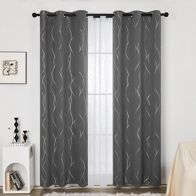 Deconovo Living Room Curtains 108 Inch Long, Thermal Insulated, Room Darkening - Image 2
