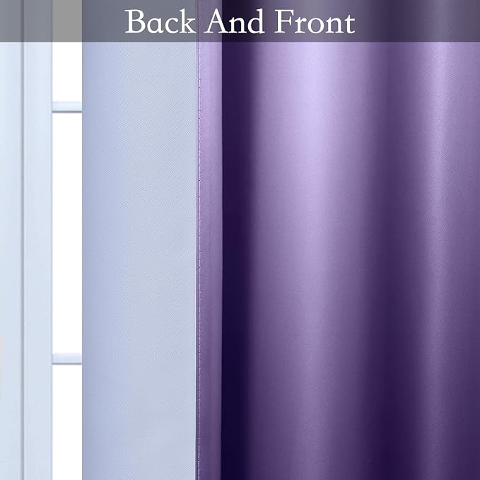 SimpleHome Ombre Gradient Purple White to Gray Curtains - Image 4