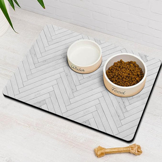 Dog Food Mats for Floors Absorbent, Pet Cat Food Mat - Quick Dry Dog Bowl Mats for Food and Water, Eco-Friendly Boho Pet Supplies