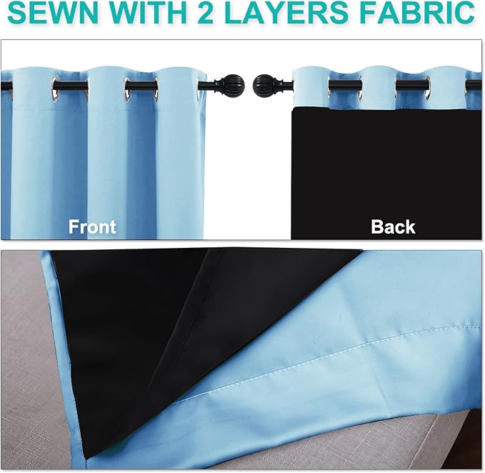 NICETOWN 100% Blackout Curtains 84 inches Long, 52 inches Wide, Pair of Energy - Image 5