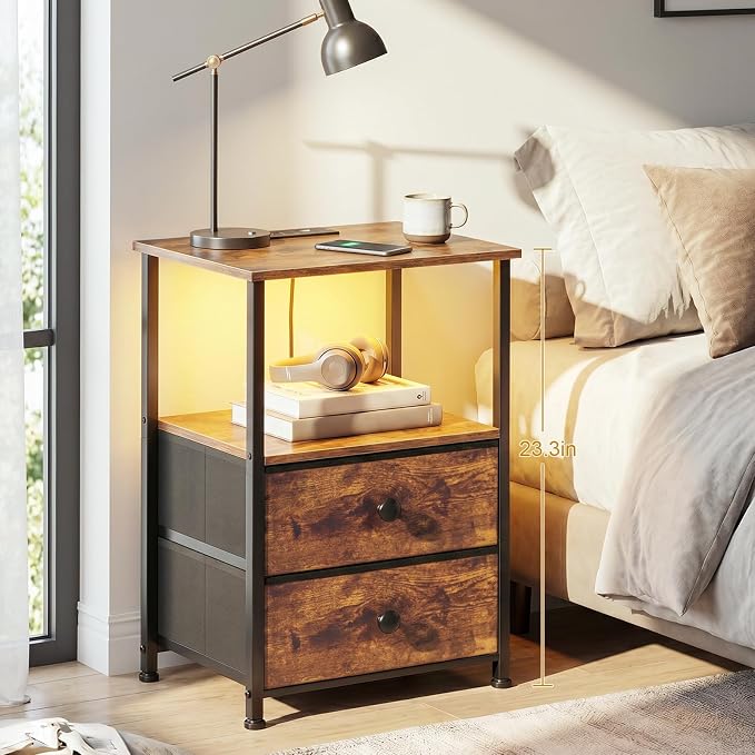 Nightstands Set of 2, LED Night Stand - Image 2