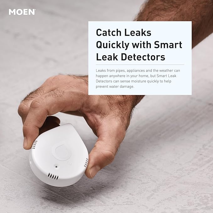 Moen Flo Smart Water Monitor and Automatic Shutoff Sensor, Wi-Fi Connected Water Leak Detector for 1-1/4-Inch Diameter Pipe, 900-002