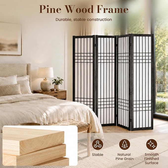 Shoji Room Divider, Lightweight Folding Privacy Screen, Dressing Areas - Image 5