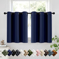 Short Navy Blue Half Blackout Curtains W40 x L36 Inch 2 Panels | Thermal by Woaboy
